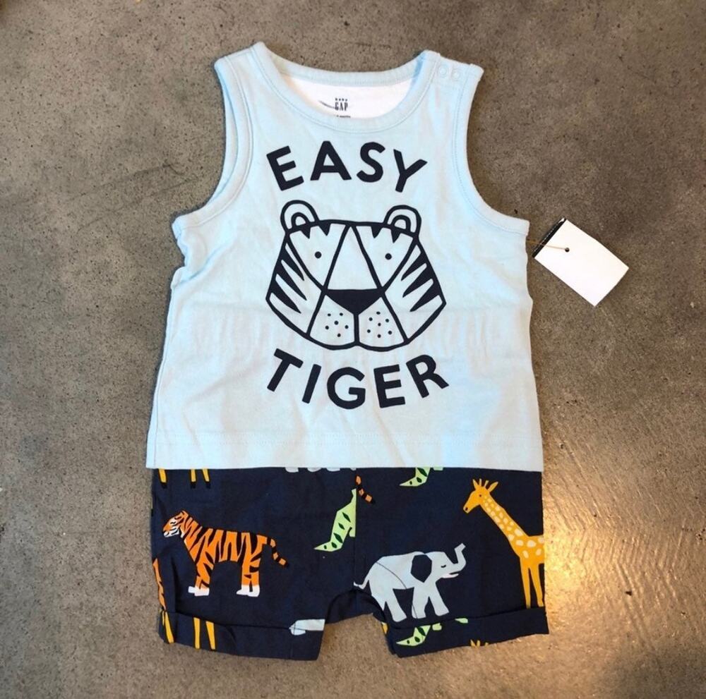 Gap baby easy tiger animal onesie shorts infants boys 3-6 months baby outfit